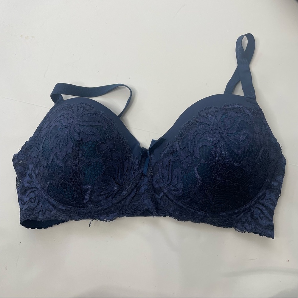 Navy Lace Underwire Bra - Women Intimates
